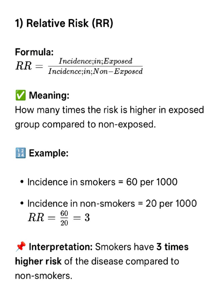 Key Epidemiological Risk Metrics Explained | PDF | Sensitivity And ...