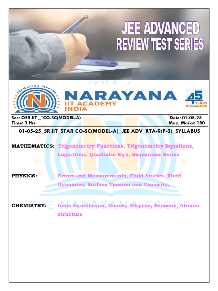 JEE Advanced Model Test Paper Syllabus | PDF | Electron | Photoelectric ...