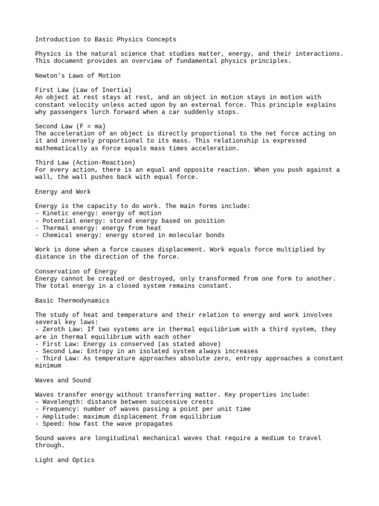 Introduction To Physics | PDF | Waves | Force