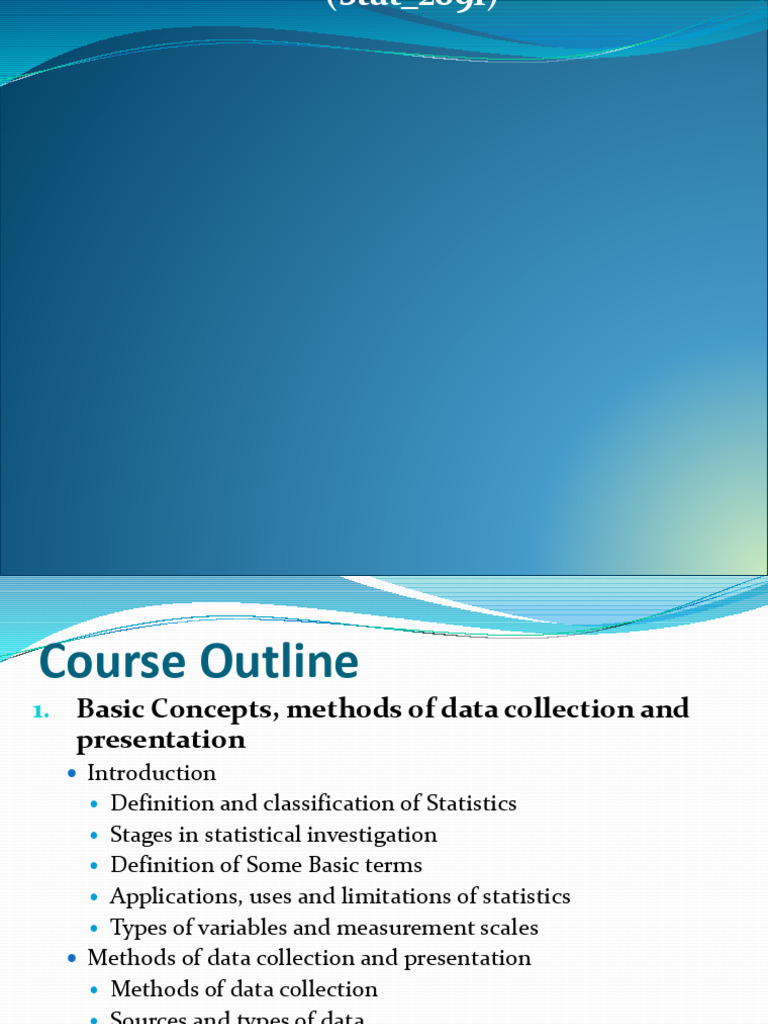 Statistics Course Outline and Concepts | PDF | Statistics | Probability ...