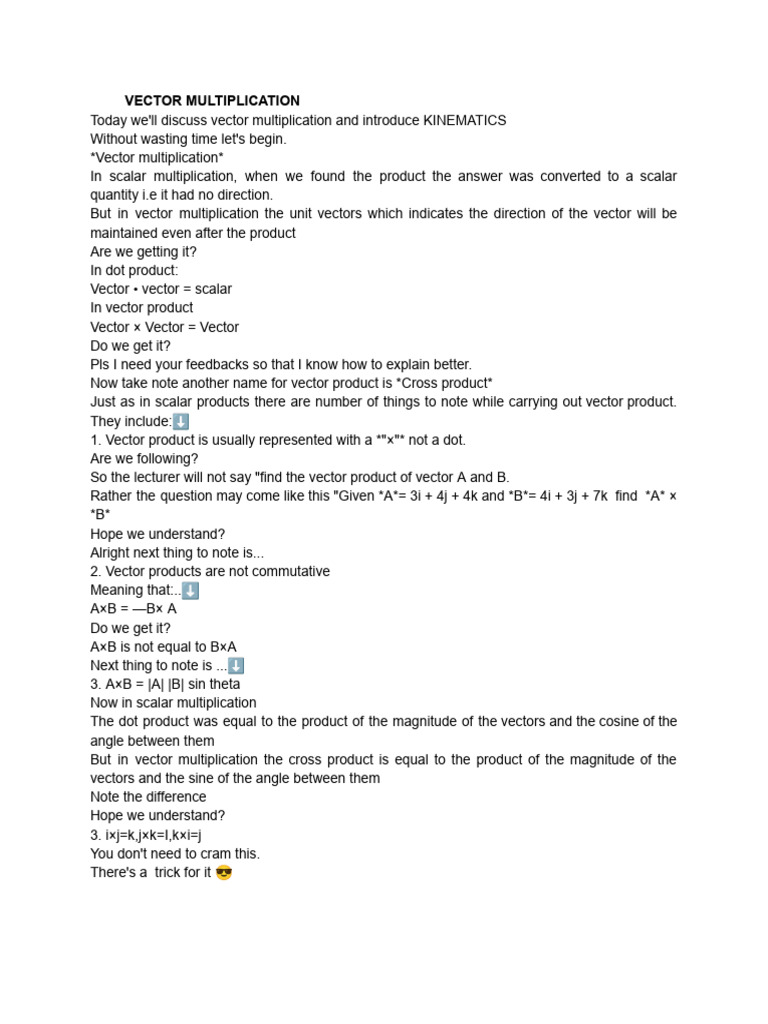 Vector Multiplication | PDF | Euclidean Vector | Force