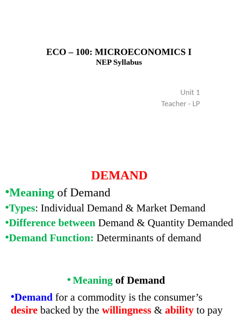 Microeconomics I: Understanding Demand | PDF | Demand | Demand Curve
