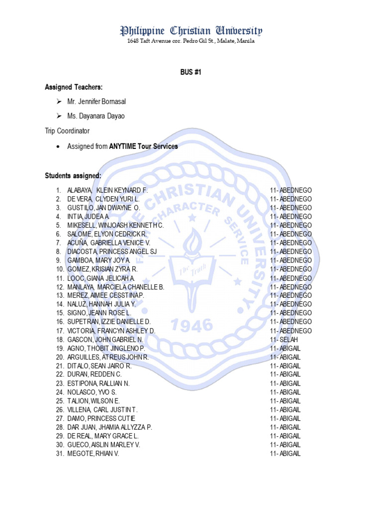 Bus Assignment Shercon2025 | PDF