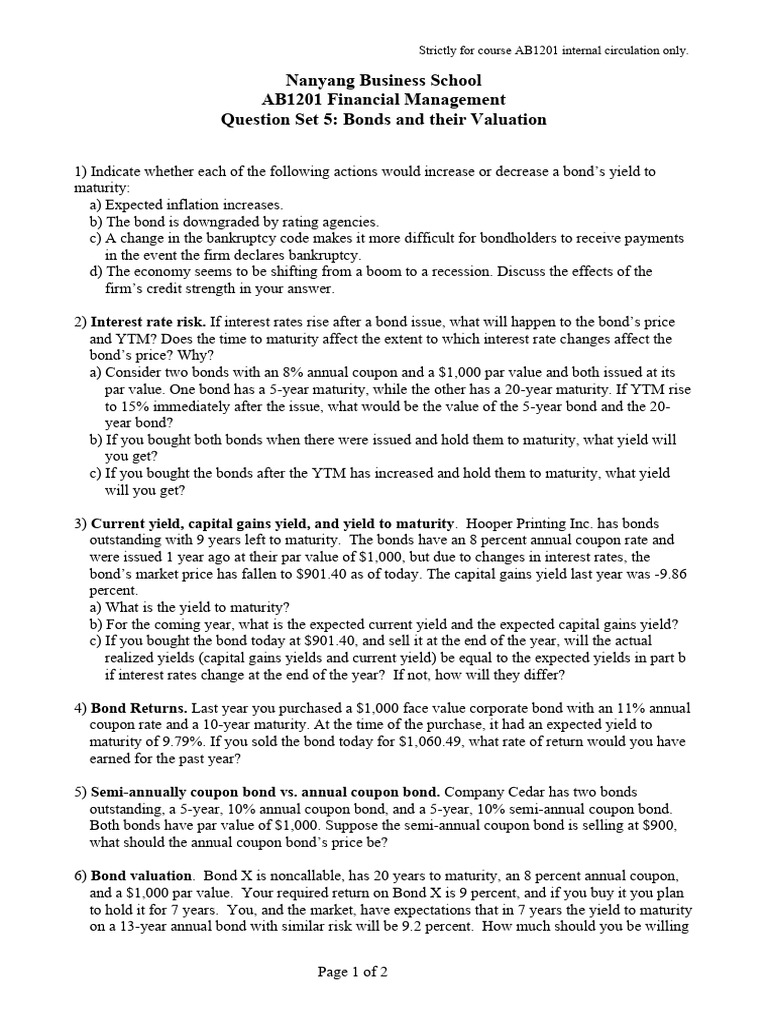 Question Set 5 (1) | PDF | Bonds (Finance) | Yield (Finance)