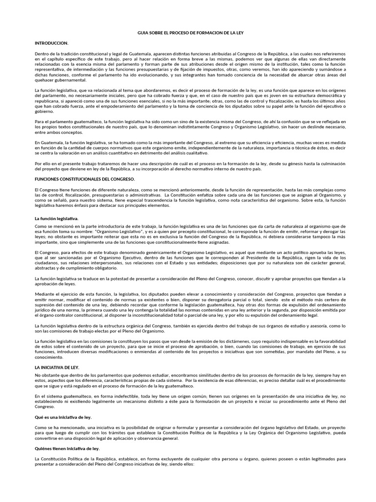 Proceso de Formación de la Ley en Guatemala | PDF | Constitución ...