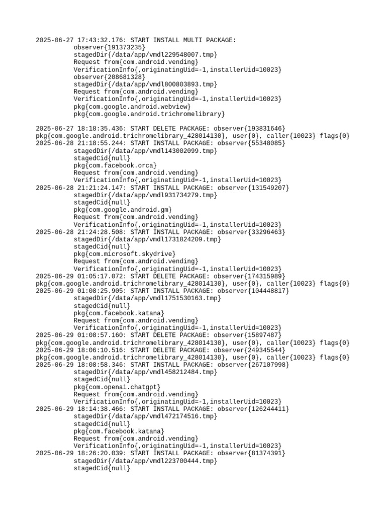 Android Package Installation Log | PDF