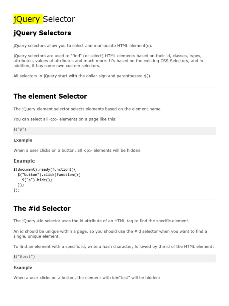Documents 1959 JQuery Notes | PDF | J Query | Computing