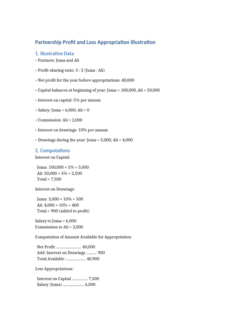 Partnership Appropriation Illustration | PDF | Debits And Credits ...