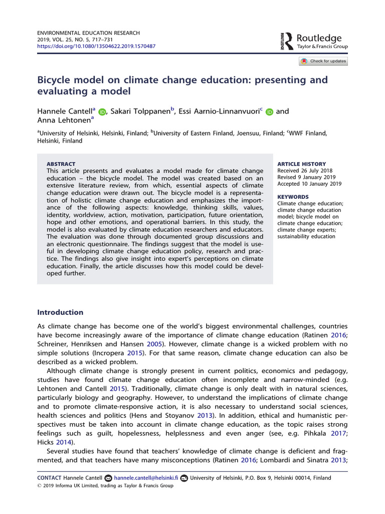 Bicycle Model for Climate Change Education | PDF | Knowledge ...