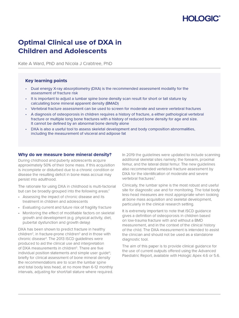 Optimal Clinical Use of DXA in Children and Adolescents White Paper GBR ...
