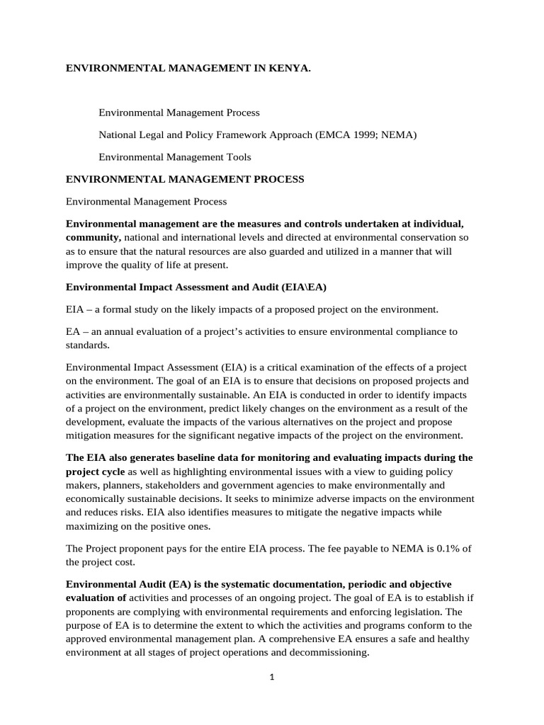 Environmental Management in Kenya Guide | PDF | Environmental Impact ...