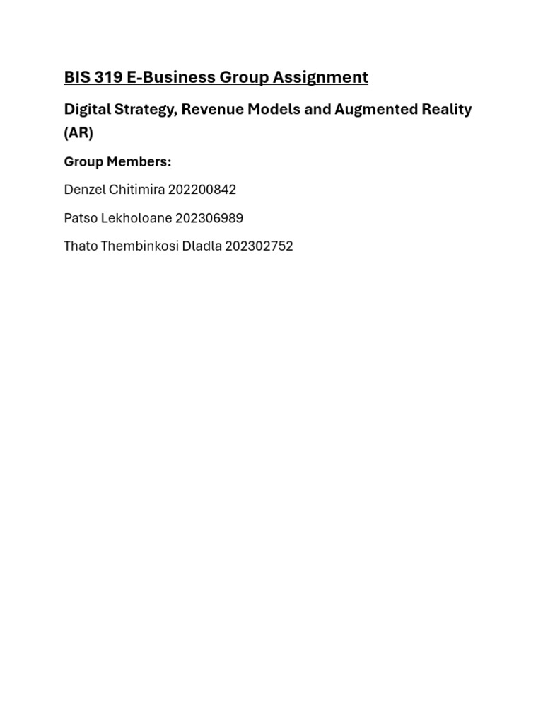BIS 319 Assignment | PDF | Augmented Reality | Advertising