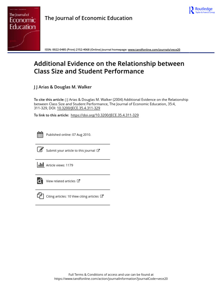 Additional Evidence On The Relationship Between Class Size and Student ...