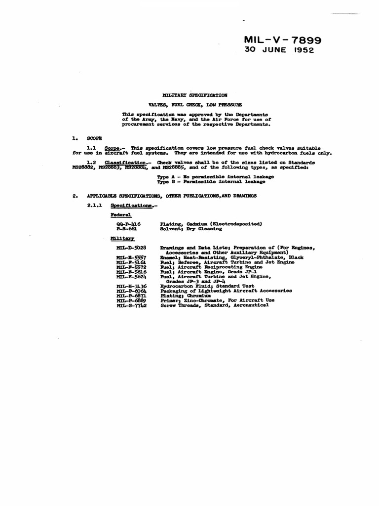 Mil V 7899 | PDF | Valve | Mechanical Engineering