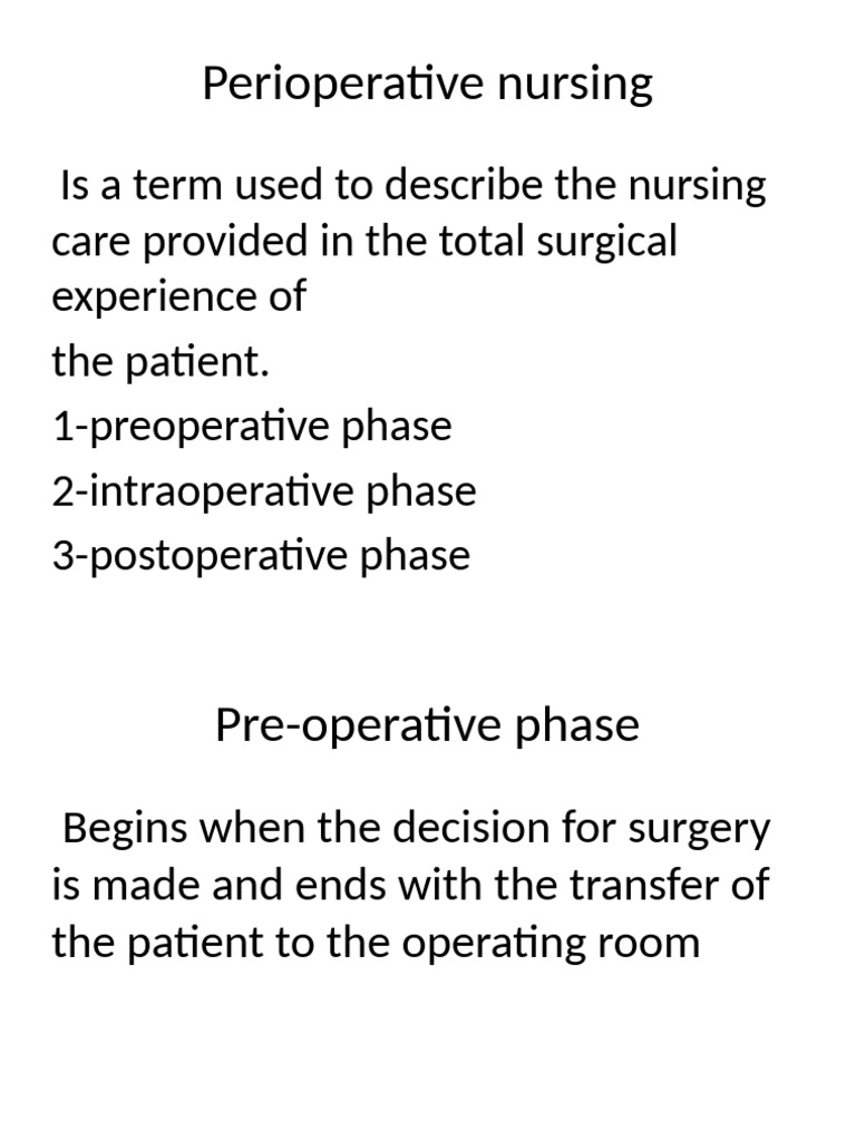 Comprehensive Guide to Perioperative Nursing | PDF | Perioperative ...