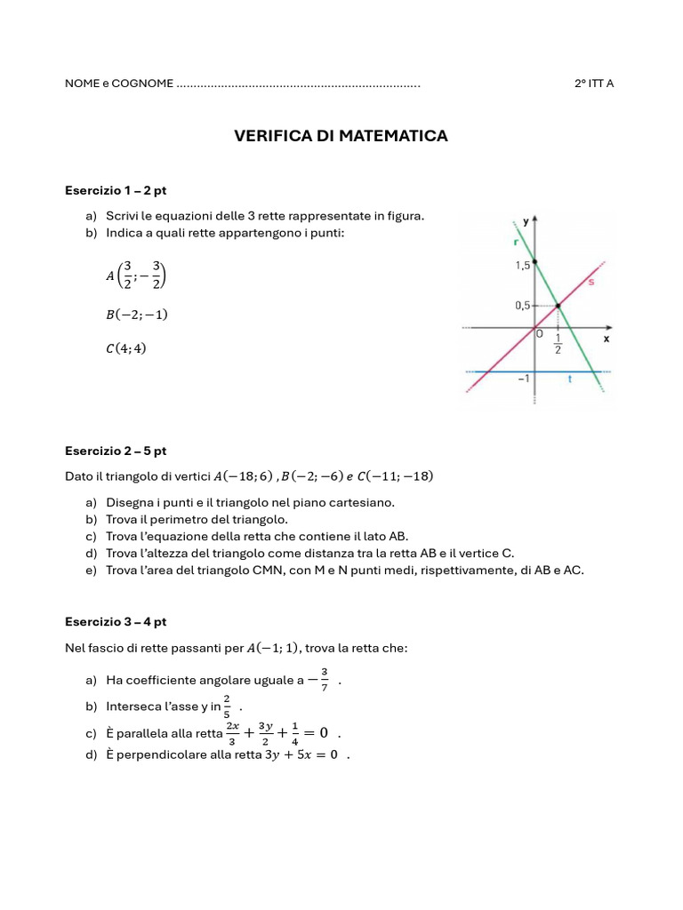 Verifica 2A Rette | PDF
