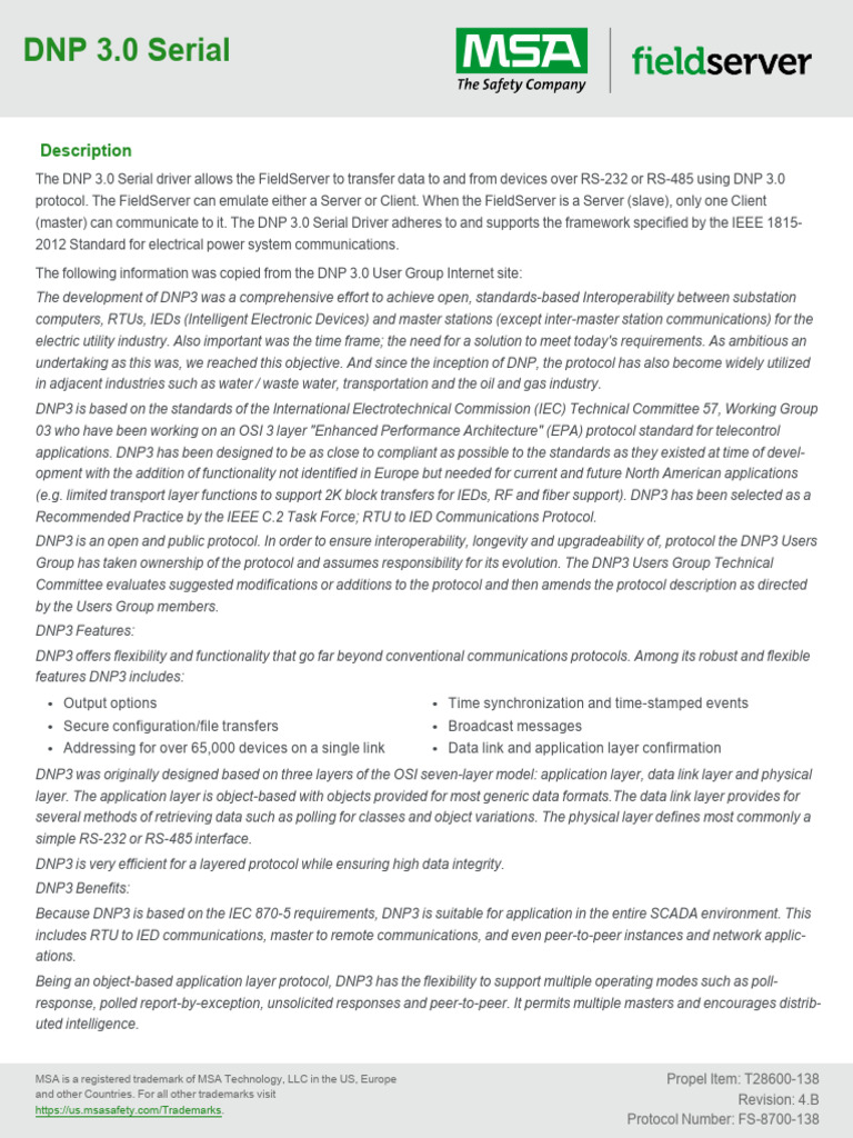 DNP 3.0 Serial Driver Overview | PDF | Data Transmission ...