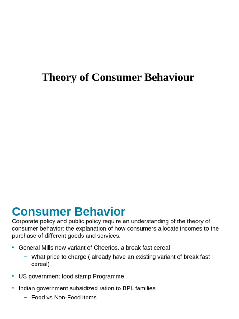 Understanding Consumer Behavior Theory | PDF | Utility | Demand