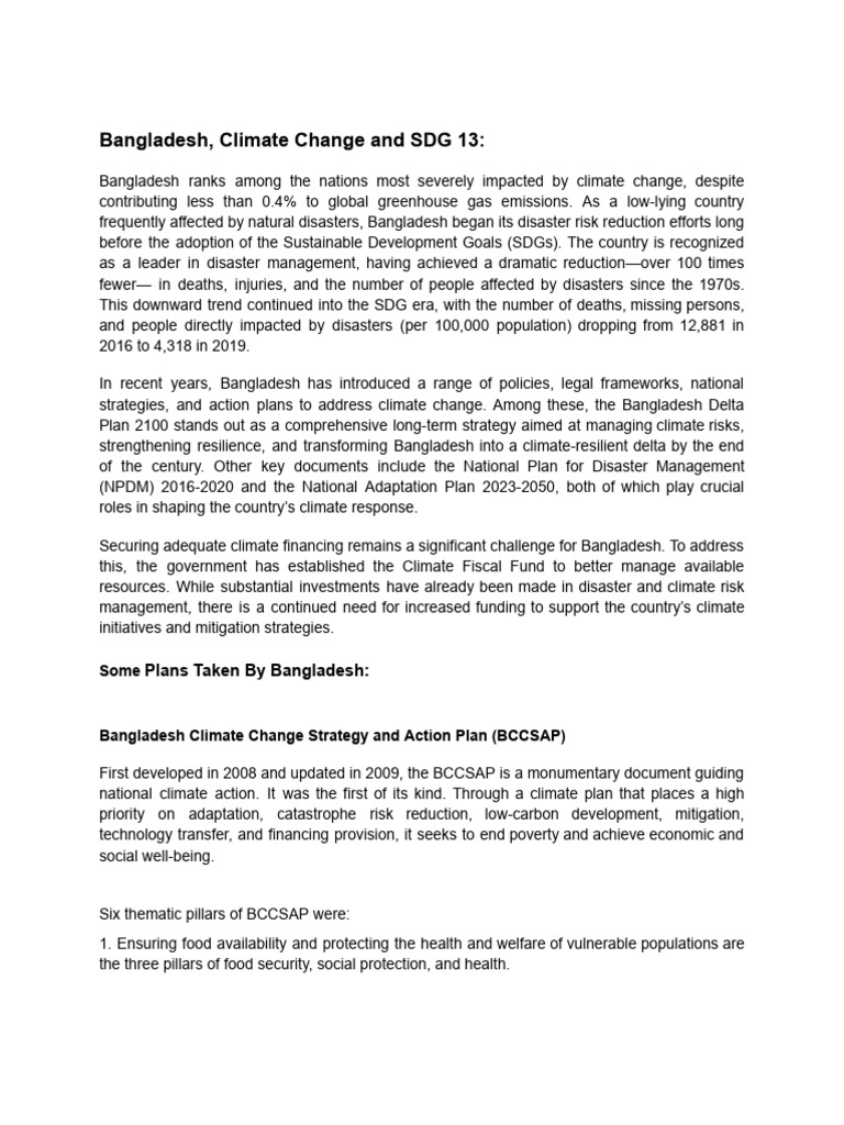 Bangladesh's Climate Action Strategies | PDF | Climate Resilience ...