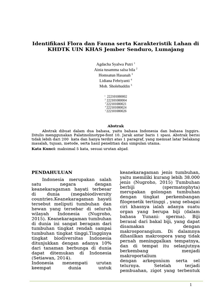 Flora dan Fauna KHDTK UIN Jember | PDF