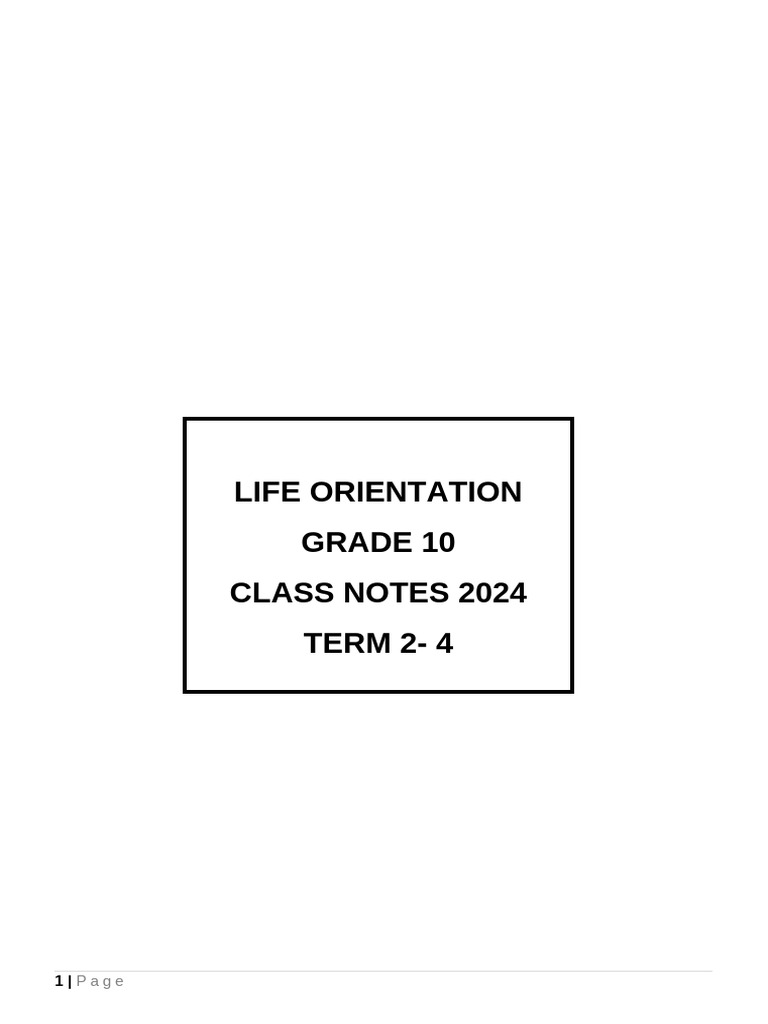 Grade 10 Life Orientation Study Notes | PDF | Food Security | Adolescence