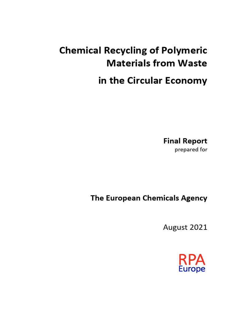 Chemical Recycling of Plastics Report | PDF | Recycling | Polymers
