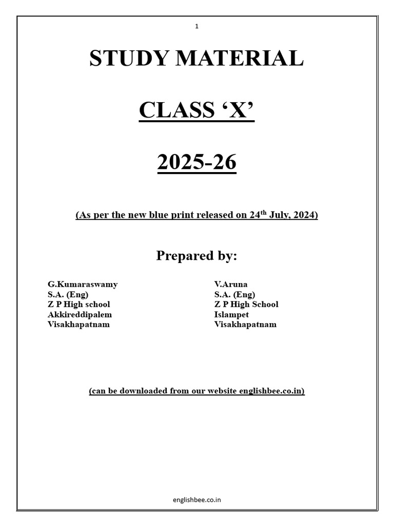 Class X English Study Material 2025-26 | PDF | Nelson Mandela | Tiger
