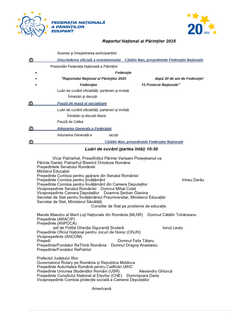 Program Parlament 6 Noiembrie 2025 | PDF