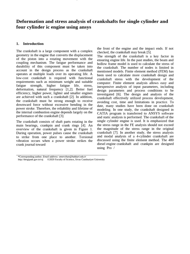 Crankshaft Stress Analysis Using ANSYS | PDF | Stress (Mechanics ...