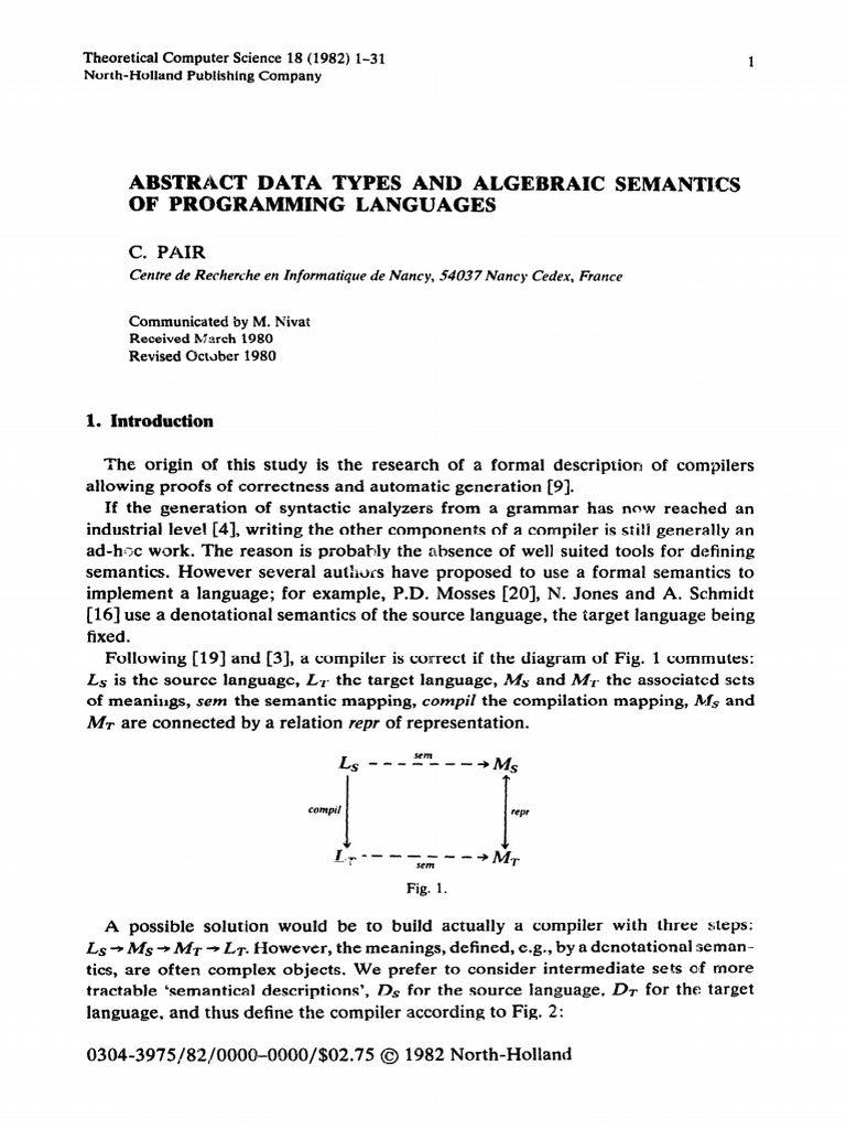 Abstract Data Types and Algebraic Semantics of Programming Languages ...