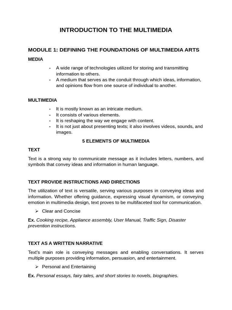 Foundations of Multimedia Arts Explained | PDF | Multimedia | Information