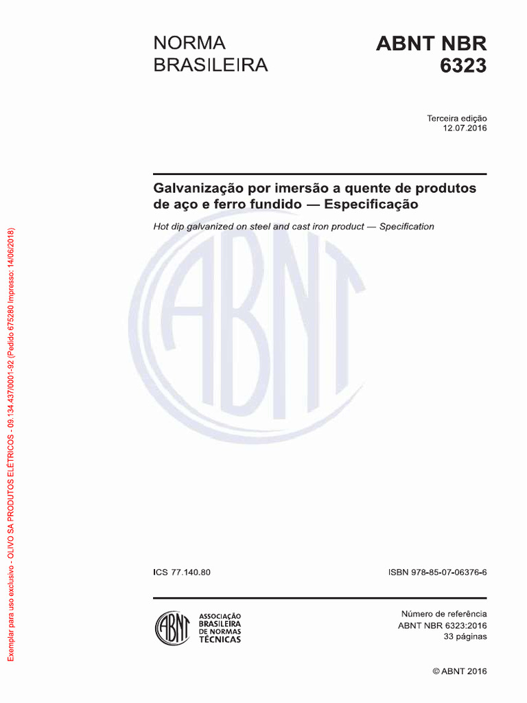 Abnt NBR 6323 - 2016 | PDF