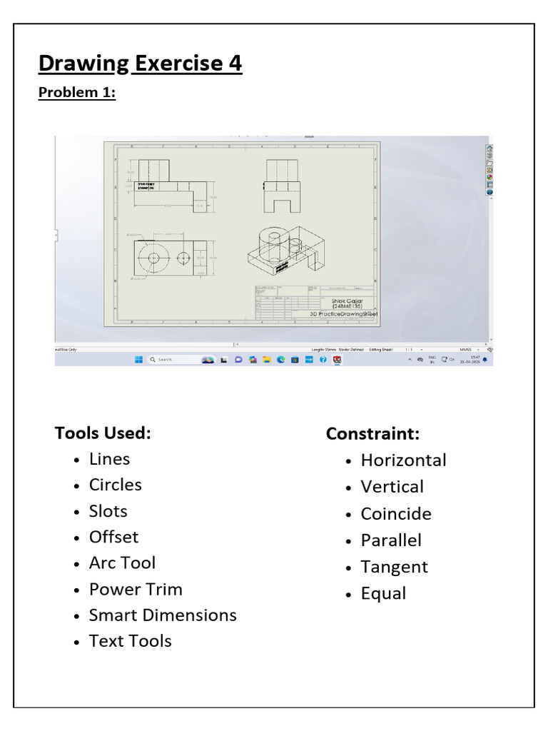 Drawing Exercise 4: Tool & Constraint Guide | PDF