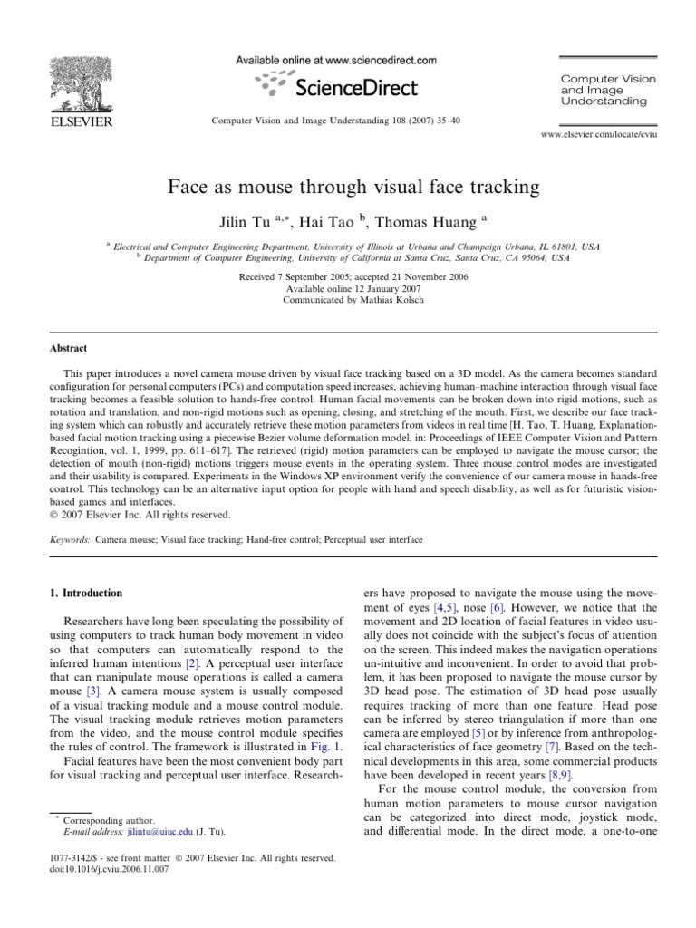 Face 20as 20mouse 20throungh 20visual 20face 20tracking-Libre | PDF ...