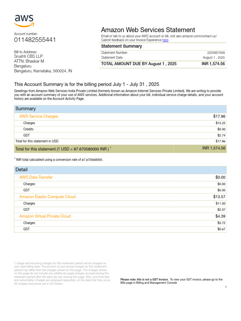 Invoice_2253957009 | PDF | Amazon Web Services | Cloud Computing