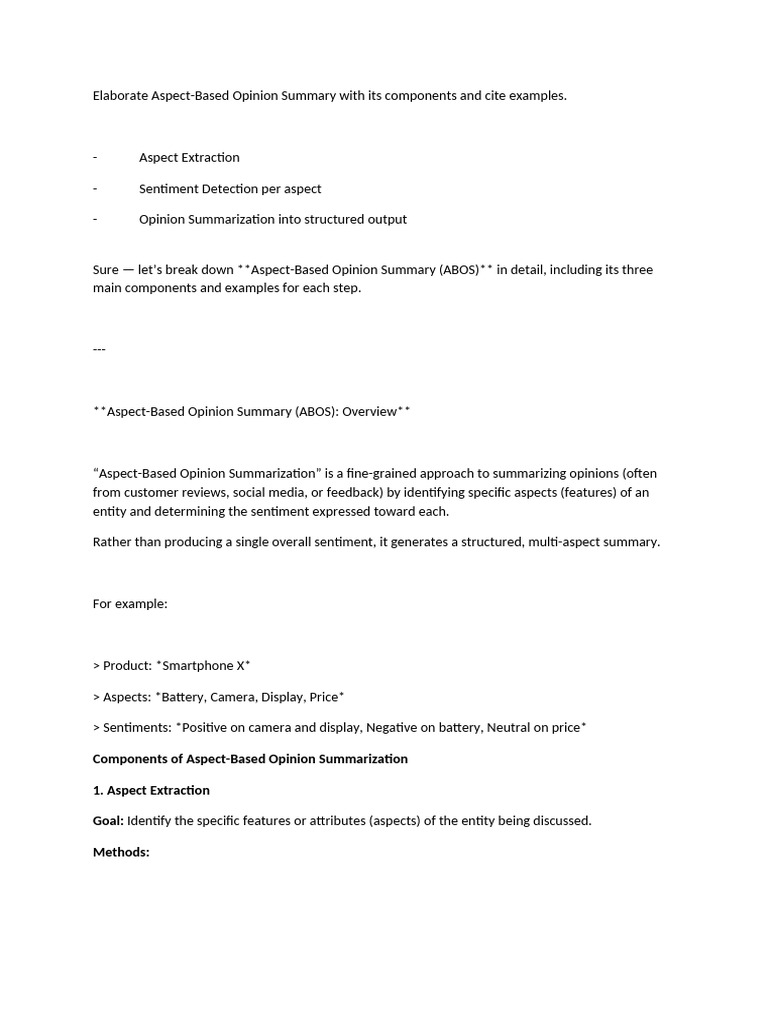 Aspect-Based Opinion Summary Guide | PDF | Artificial Intelligence ...