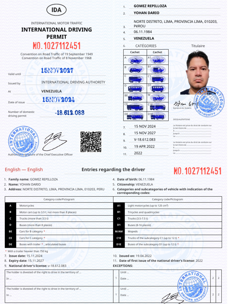 International Driving Permit Details | PDF | Driver's License | Vehicles