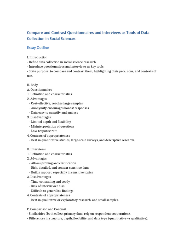 Questionnaires vs. Interviews in Research | PDF | Questionnaire ...