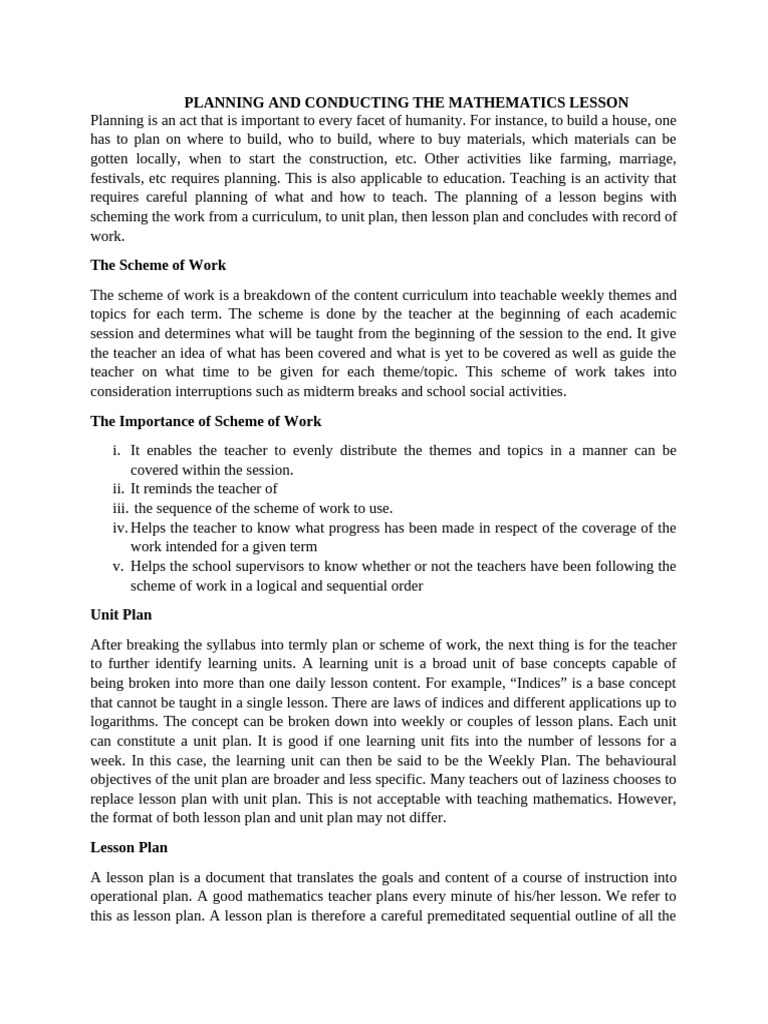 Effective Mathematics Lesson Planning | PDF | Lesson Plan | Teachers