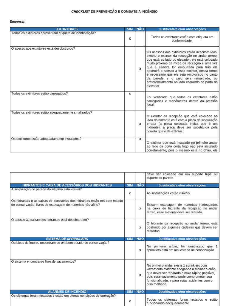 Checklist de Segurança Contra Incêndio | PDF