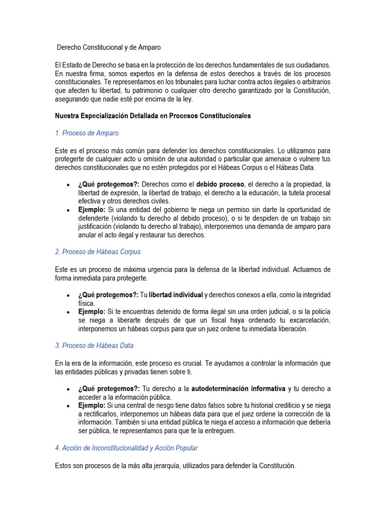 Derecho Constitucional y de Amparo | PDF | Habeas corpus | Justicia