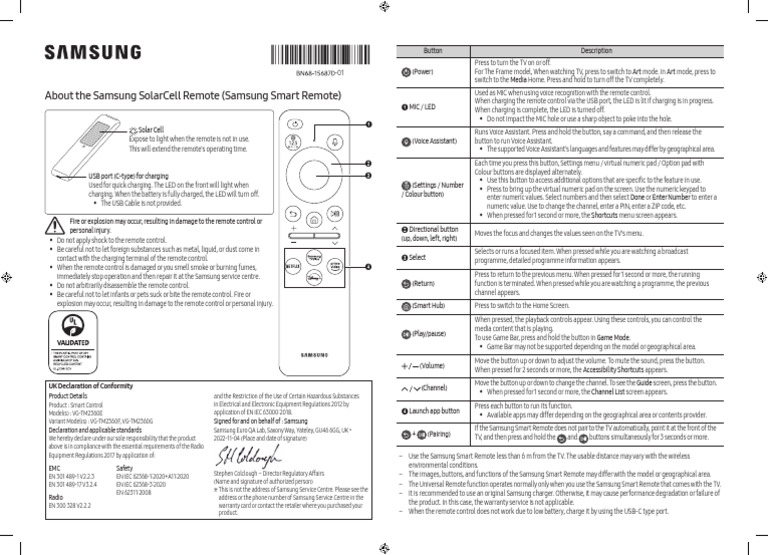 Samsung Smart Remote User Guide | PDF | Remote Control | Electronics