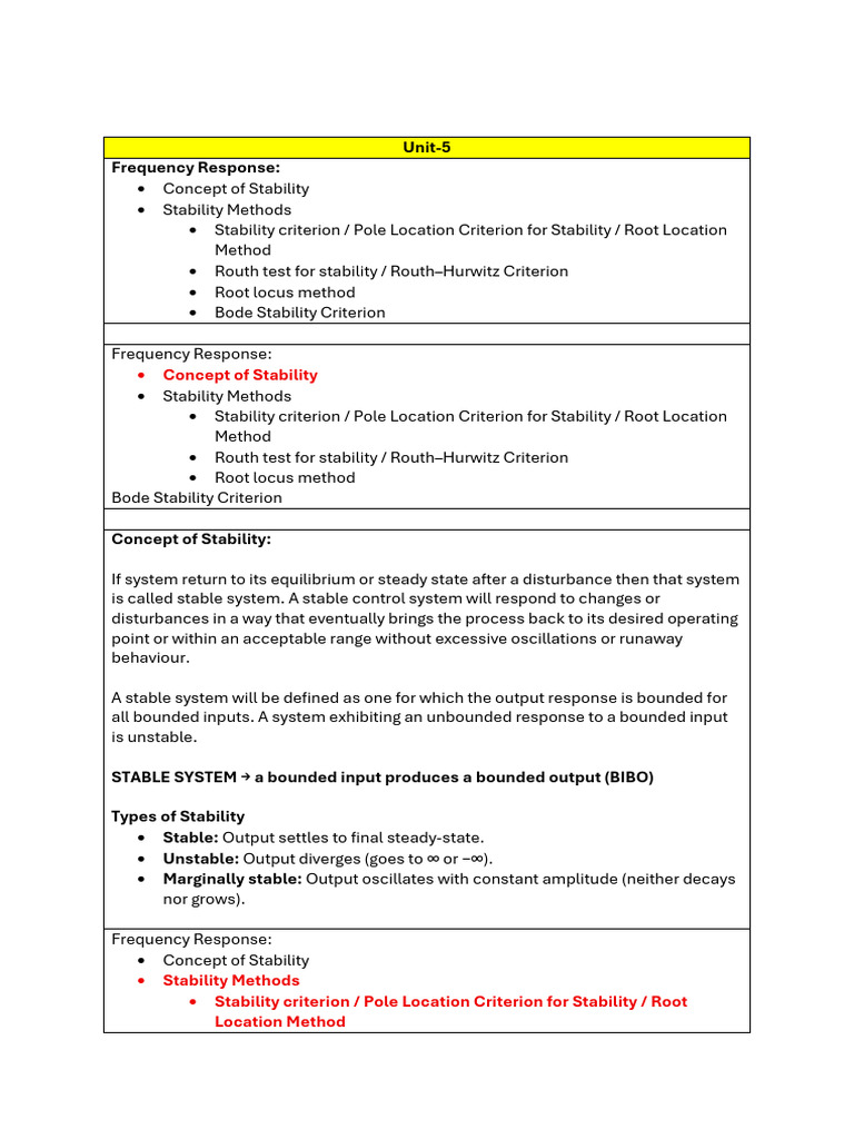 Unit 5 Material 21 Aug 25 | PDF | Stability Theory | Control Theory