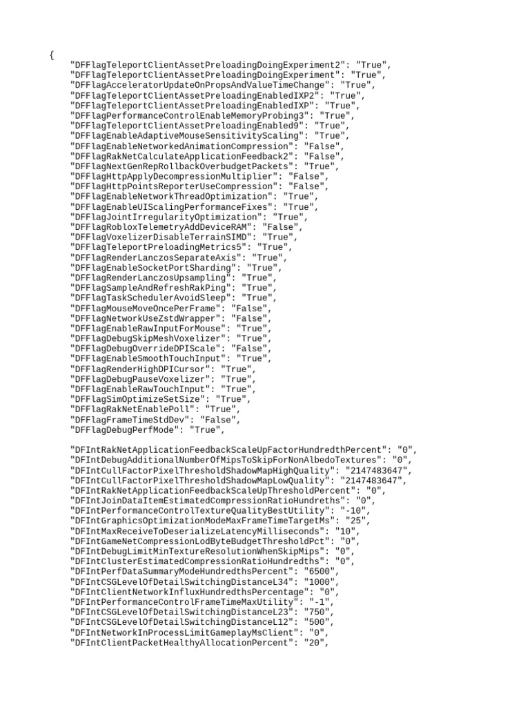 Roblox Performance Optimization Flags | PDF