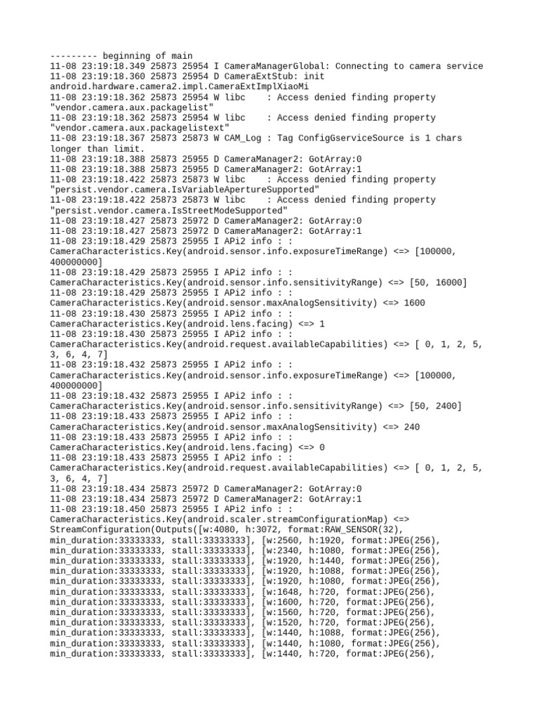 Camera Service Connection Log Analysis | PDF | Computing | Software