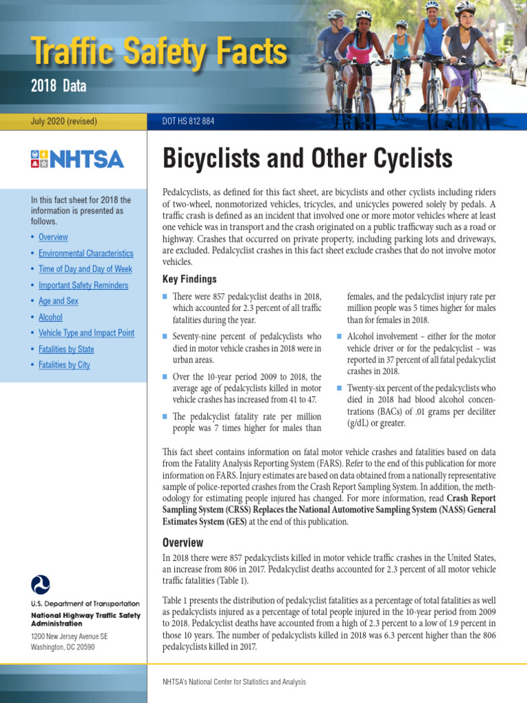 Bicyclists and Other Cyclists, Traffic Safety Fact Sheets 2018 Data ...