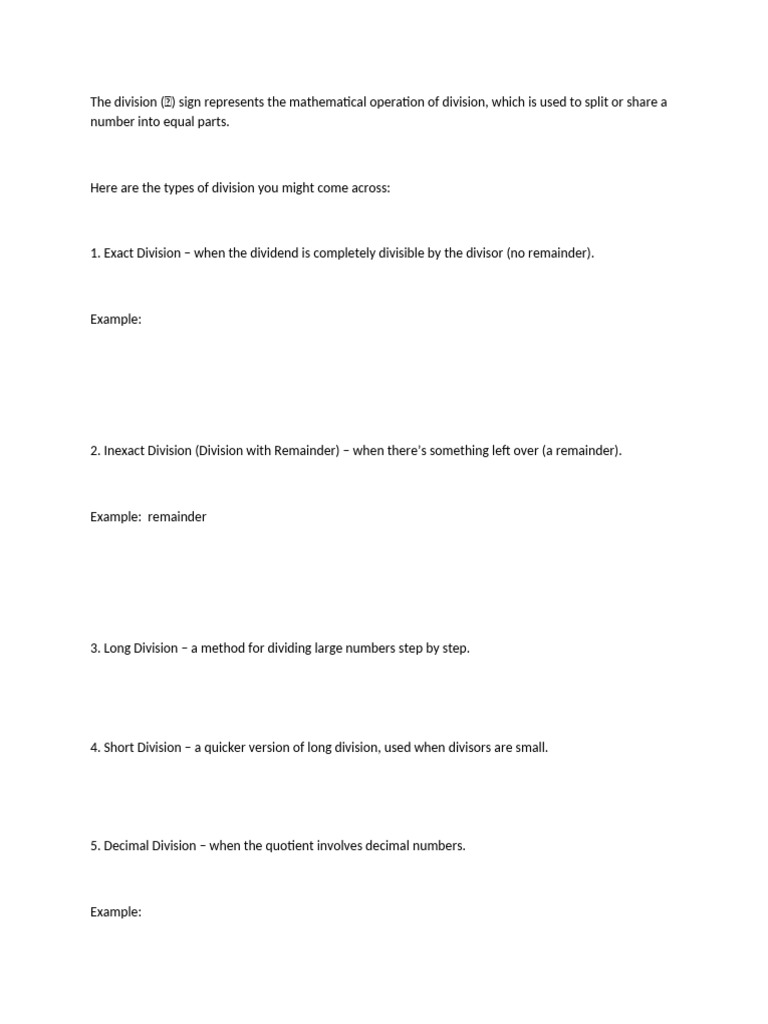 Types of Division Explained | PDF