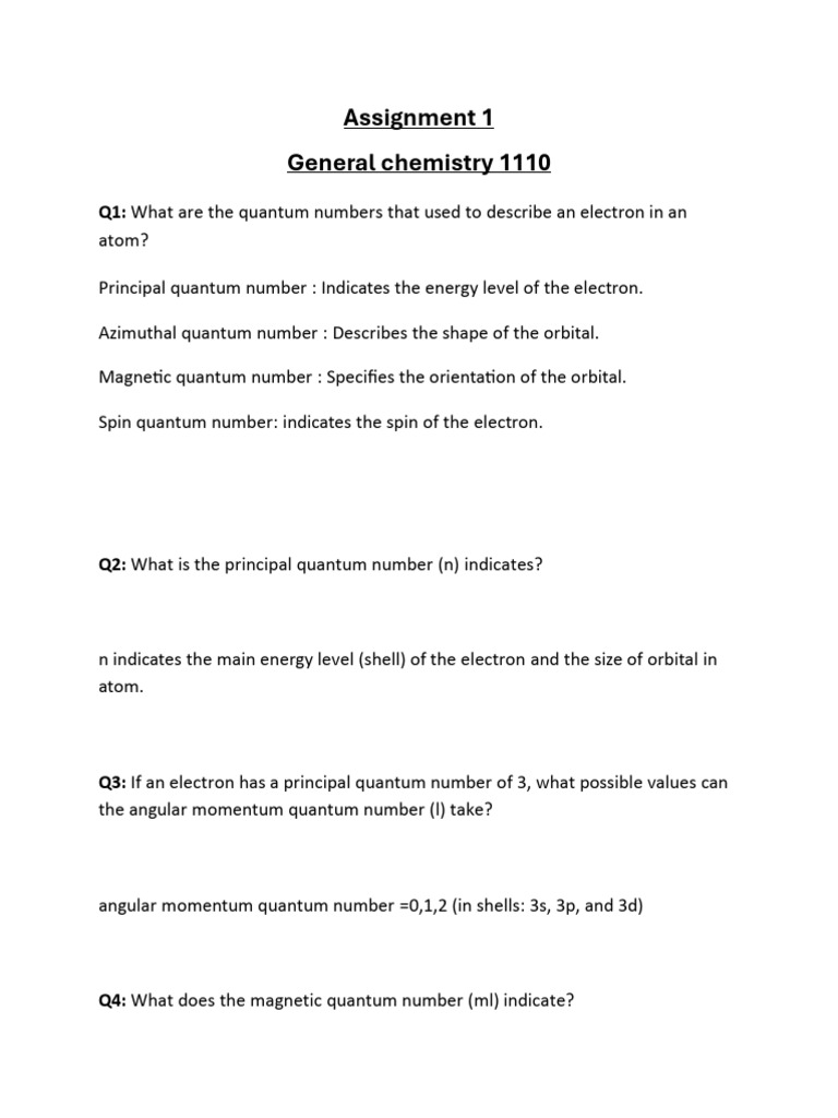 Assignment 1 New (2.5%) | PDF | Atomic Orbital | Proton