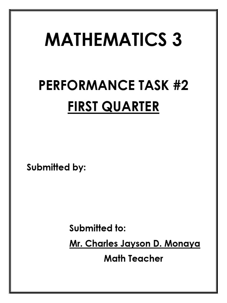 Mathematics 3 Performance 2 | PDF