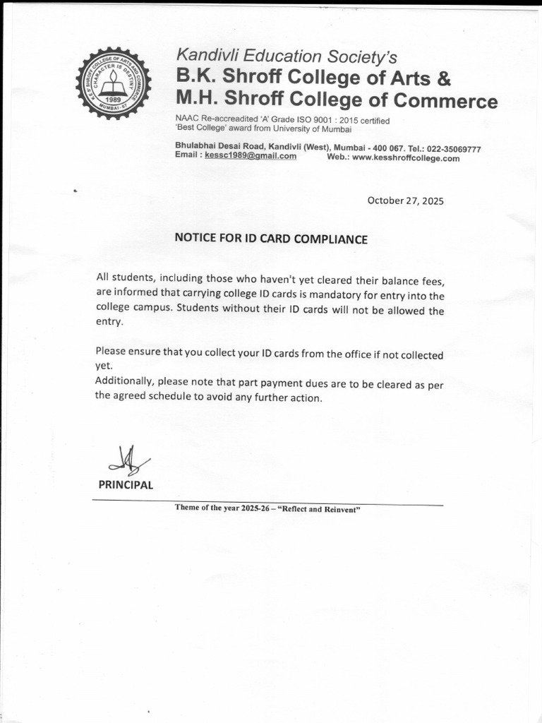 Notice For ID Card | PDF